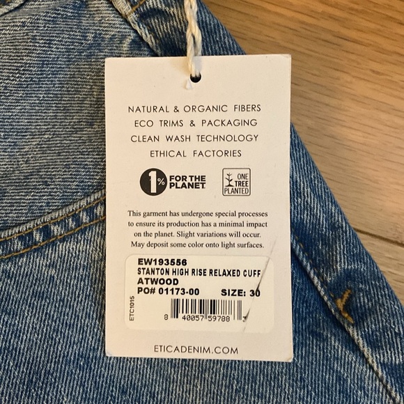NWT Ética Stanton High-Rise Relaxed Cuff Jeans in Atwood size 30 - Picture 12 of 13